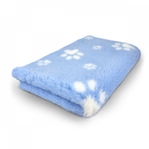 Vet Bed - Light Blue White Paws - Non Slip - Roll 10 Meters