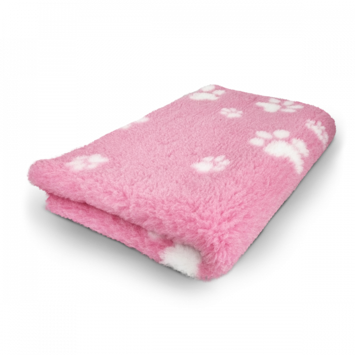 Vet Bed - Pink & White Paws - Non Slip - 150 x 100 cm