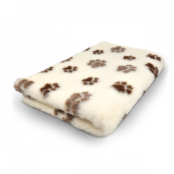 Vet Bed Beige - Taupe & Brown Paws - Roll of 10 Meters | 150CM Wide
