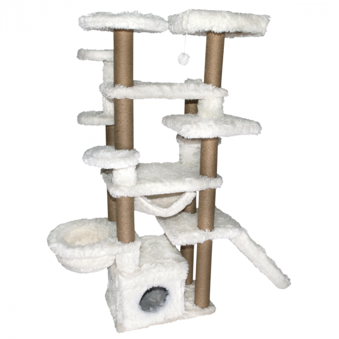 Topmast Scratching Post Fluffy Longhair - Malta - White