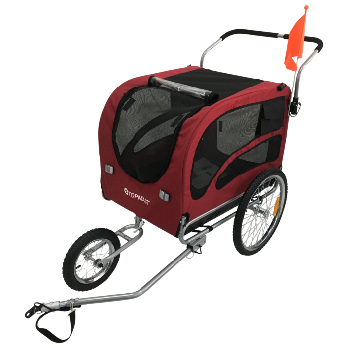 Topmast Dog Bicycle Trailer - Original Jogger - With Jogger Function - Foldable - Red - XL