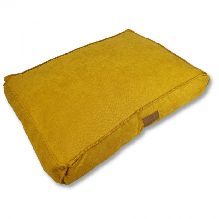 Topmast Dog Cushion Animal Cushion Dog Mattress - Velours Soft Series - Yellow Gold - Size XL - 116 x 84 x 21 cm
