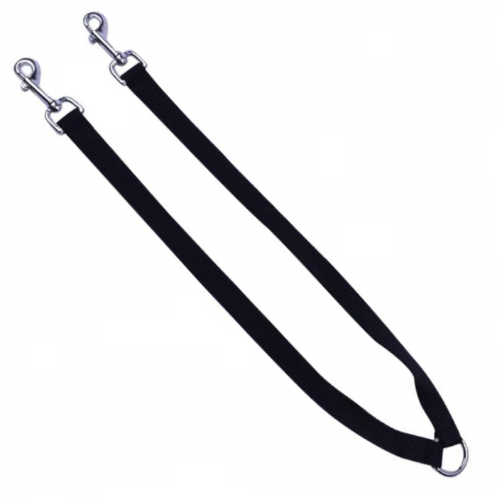 Couple Leash Nylon for 2 dogs 20 mm - 45 cm Black