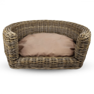Palermo KUBU Dogbed Rattan Round - 87 x 80 x 33 cm + Taupe Braun Cushion