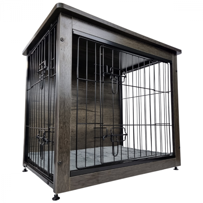 Topmast FurNiture Dog Crate - Dark Gray - With Bench Mat - 98 x 65 x 68 cm