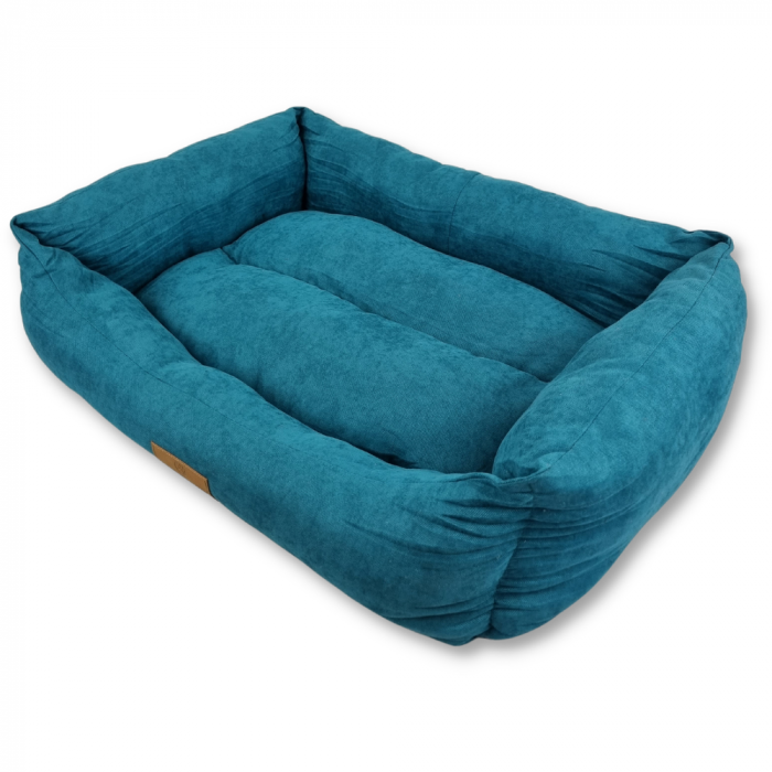 Topmast Dog Bed - Velours Comfort Line - Turquoise - Size M - 62 x 44 x 22 cm