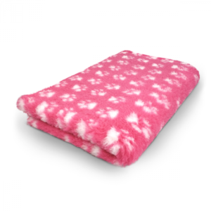 Vet Bed - Fuchsia with White Paws - Non Slip Dog Mat - 75 x 50 cm