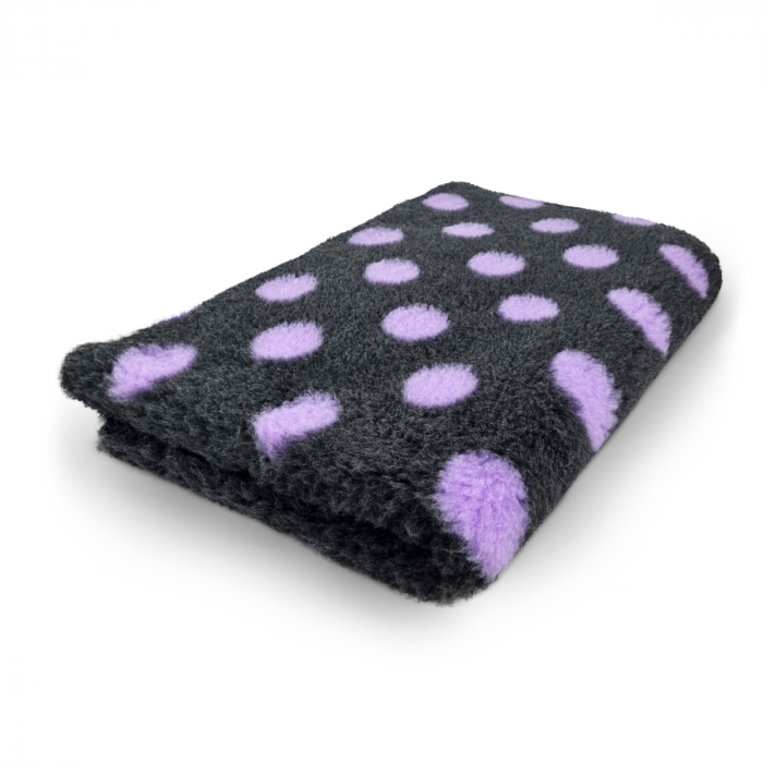 Vet Bed - Dots Anthracite Lilac - Non Slip - 100 x 75 cm